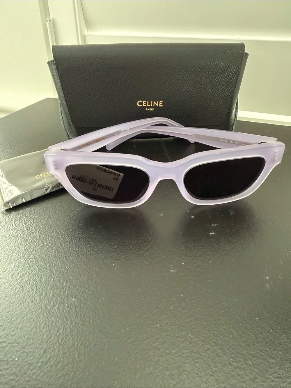 NWT Celine CL401921 Sunglasses Purple Translucent Acetate Square Round Shade